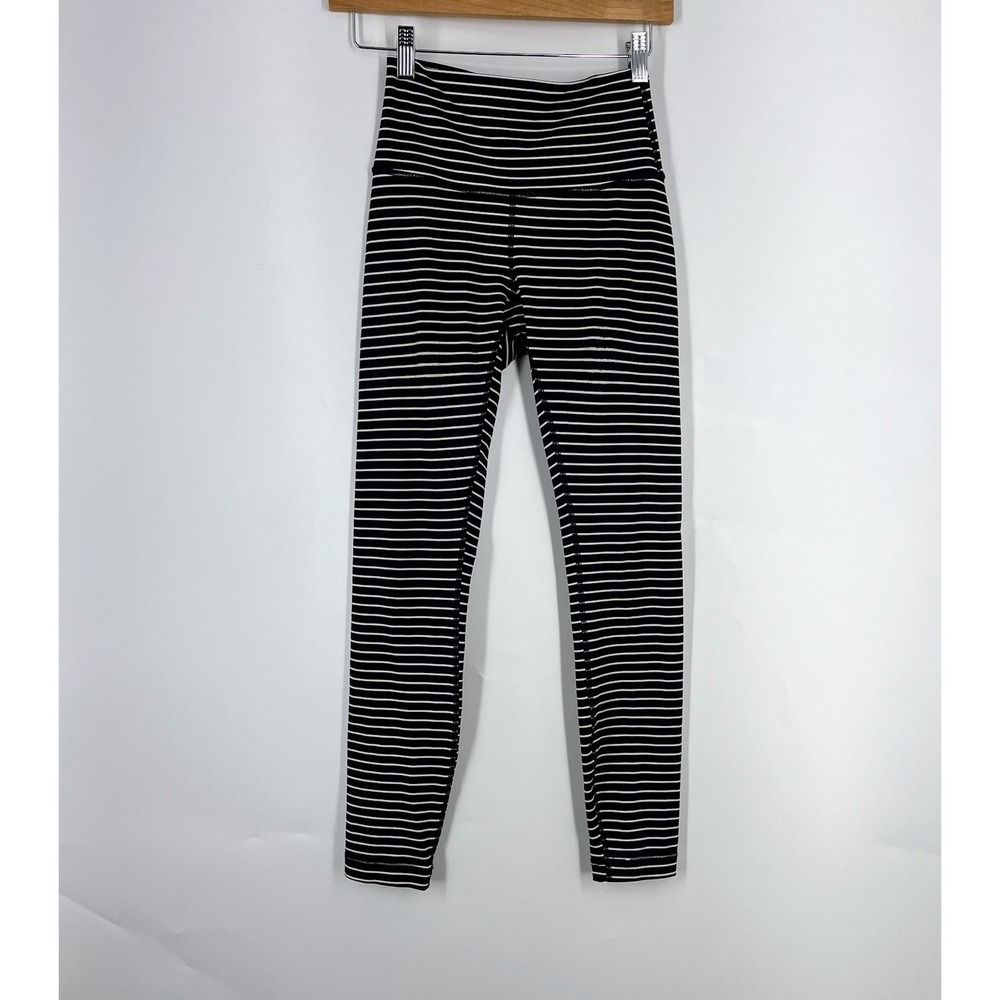Lululemon Womens Wunder Under Striped Yoga High-Rise Tight Cropped 25" Size 4